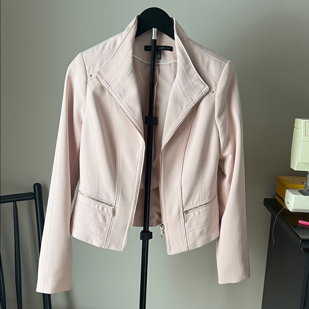 White House Black Market Pink Zip Moto Jacket